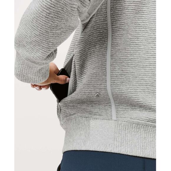 Lululemon Jacket Womens 4 On Repeat Bomber Light Gray Textured Athleisure Casual - Picture 3 of 12